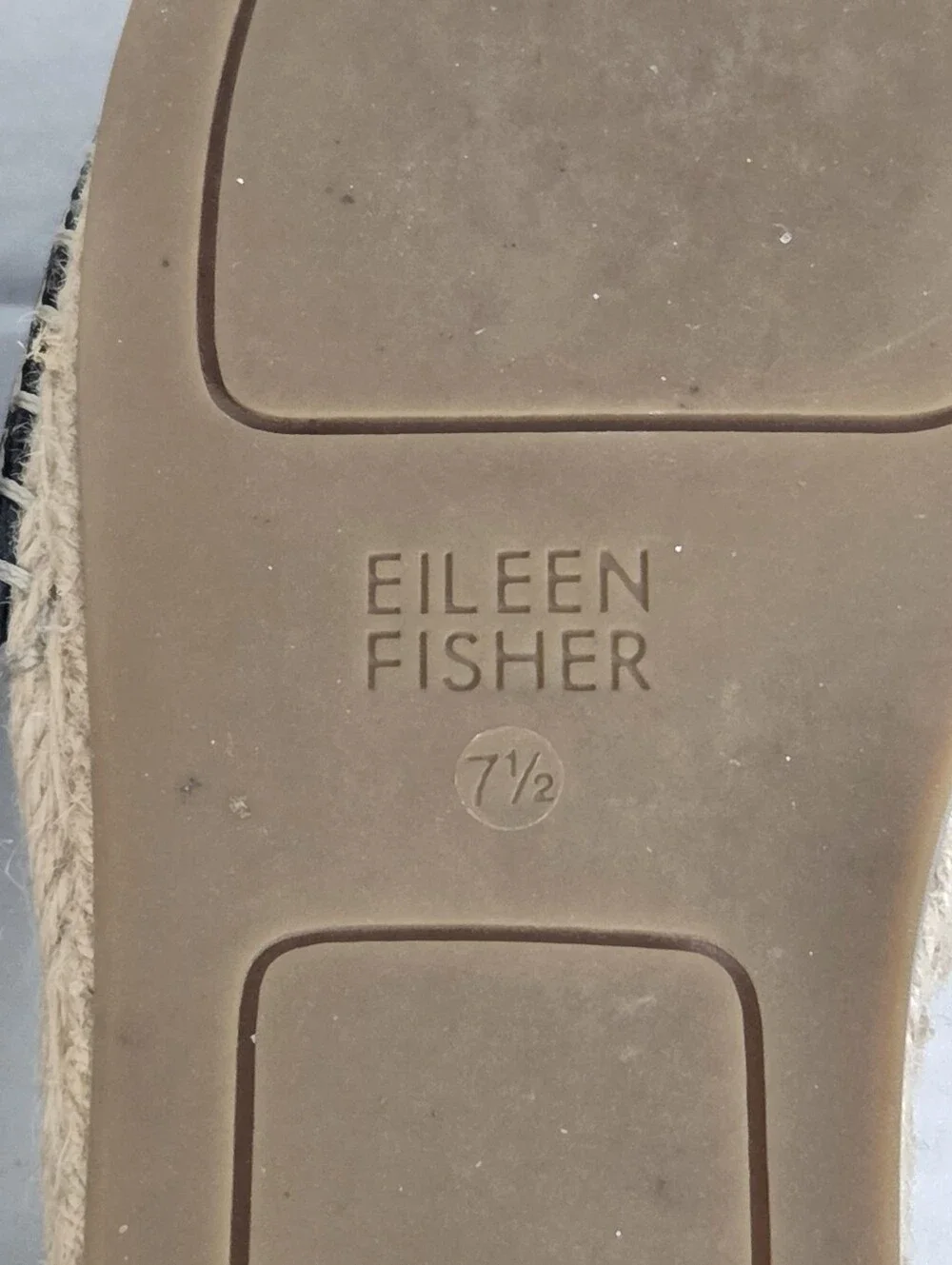 Eileen Fisher Coy Jute Insole Espadrille Black Flat Sandals Size 7.5